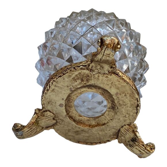 Vtg Atomizer Perfume Bottle Ormolu Gold tone vanity Clear Diamond Pattern - Picture 5 of 8